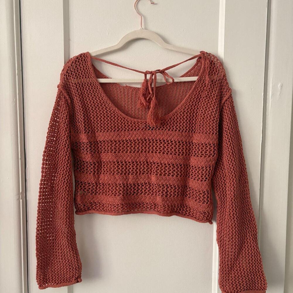 Ae off the shoulder crochet sweater beach - Picture 2 of 5